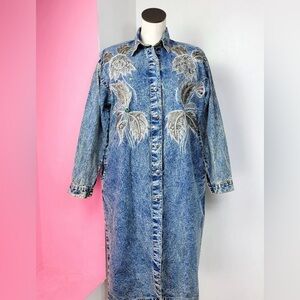 Vintage Acid Wash Denim Bling Trench/Dress